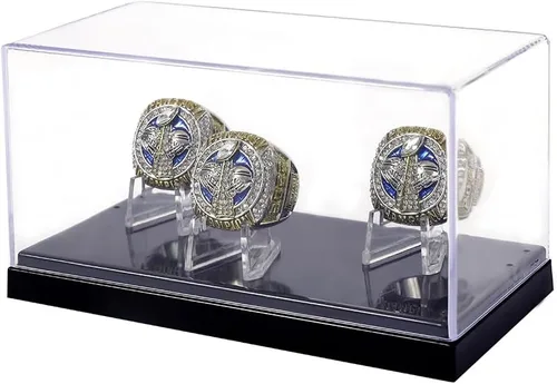 Miniatura 5 de Vitrina de anillo de campeonato con 1 agujero de ranura, caja de exhibición para anillos de béisbol, caja para anillos de sóftbol, estuche