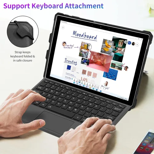 Miniatura 7 de Funda protectora resistente para Microsoft Surface Pro 7+/7/6/5/4/LTE de 12.3", con soporte para lápiz capacitivo y correa de mano, compatible