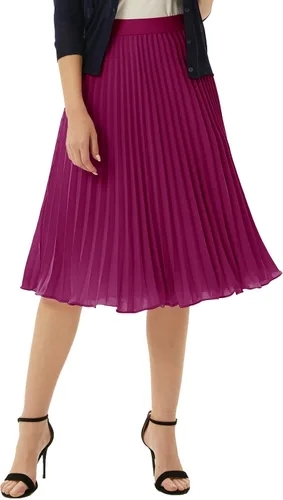 Miniatura 74 de GRACE KARIN - Falda plisada de gasa para mujer, con cintura alta y elástica, vuelo, corte acampanado y longitud por debajo de la rodilla