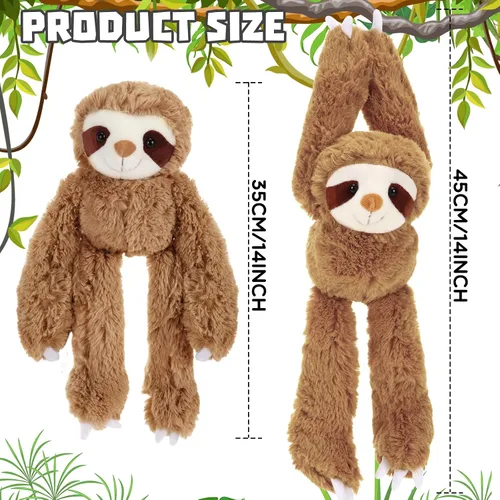 Miniatura 2 de Queekay 2 Paquetes de Peluches de Perezoso Colgantes de 18 Pulgadas, Perezoso de Tres Dedos con Manos de Velcro para Adolescentes y Adultos, Regalos