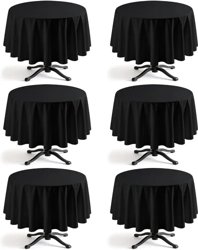Miniatura 13 de Niuara Mantel de Mesa Rectangular Negro - Paquete de 6, 60" × 84" Mantel de Tela Lavable para Mesas de 5 Pies, Resistente a las Arrugas y a Prueba