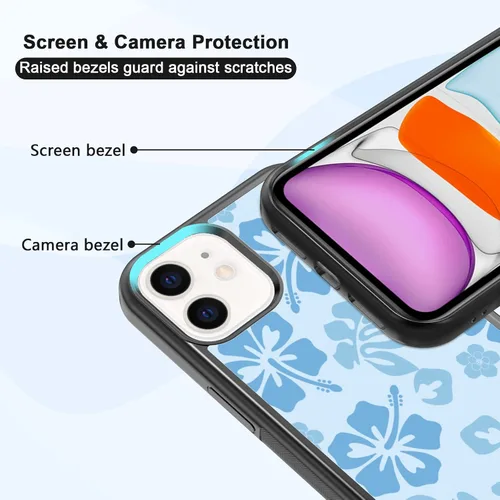 Miniatura 2 de FANXI Funda de teléfono de hibisco azul compatible con iPhone 11 de 6.1 pulgadas, funda protectora a prueba de golpes de TPU con bonita flor azul