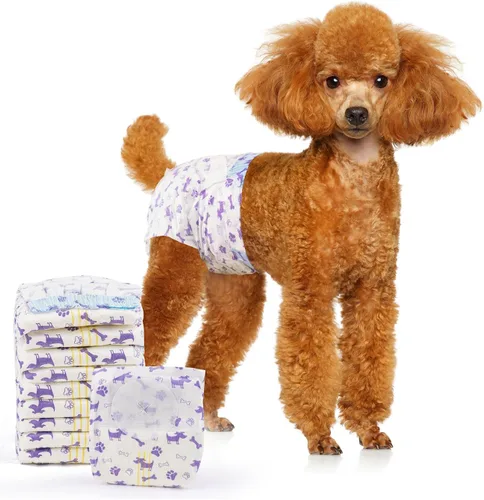 Miniatura 12 de MICOOYO Pañales desechables para perras, pañales para perras, pañal para mascotas súper absorbente con agujero de cola de espuma para el celo