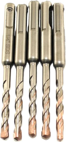 Miniatura 2 de TMAX Juego de 5 brocas de martillo giratorio SDS Plus (1/4 x 2 x 4 pulgadas) con punta de carburo para perforar hormigón, cemento, piedra, ladrillo