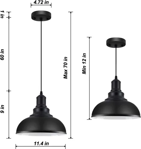 Miniatura 2 de LOEHINLE 2 lámparas colgantes, accesorios industriales vintage, luces de araña de metal negro, lámpara de techo para cocina, hogar, isla, comedor