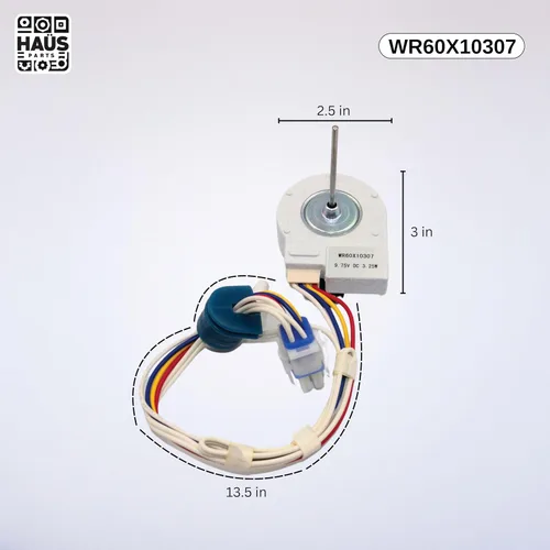 Miniatura 2 de WR60X10307 WR60X10074 Motor de ventilador evaporador de refrigerador, compatible con GE, Hotpoint reemplaza con motor de ventilador de refrigerador