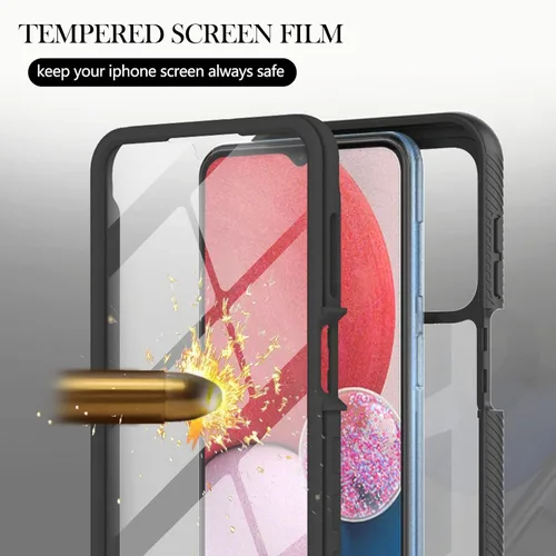 Miniatura 2 de Funda para Samsung Galaxy A13 LTE 4G, Samsung A13 LTE Funda para teléfono con protector de pantalla integrado, cubierta trasera delgada transparente