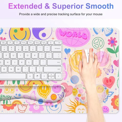 Miniatura 3 de Juego de alfombrilla de mouse grande para juegos, 4 en 1, alfombrilla de escritorio extendida para teclado con reposamuñecas, juego de alfombrilla