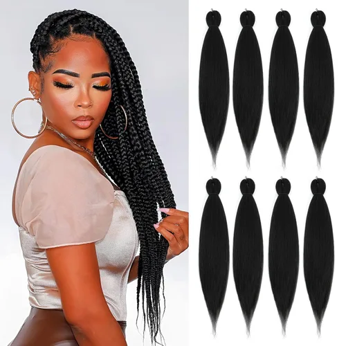 Miniatura 11 de Cabello trenzado preestirado - 12 pulgadas, 8 paquetes, cabello trenzado natural negro corto para trenzas torcidas o trenzas en caja, extensiones