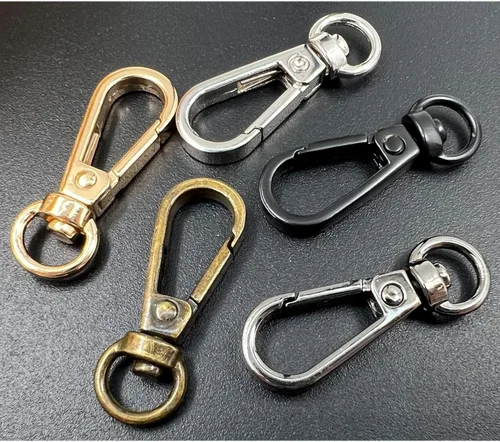Miniatura 7 de 20 ganchos giratorios de metal de 360° con cierre de langosta, anillo D ancho de 3/8 pulgadas, diámetro interior de 0.394 in, 1.220 in de longitud