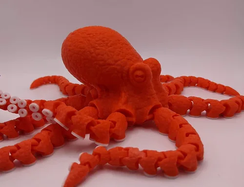 Miniatura 4 de Pulpo impreso en 3D – Personalizable, hecho a pedido Modelo animal articulado (pequeño, morado con tentáculos verde lima)