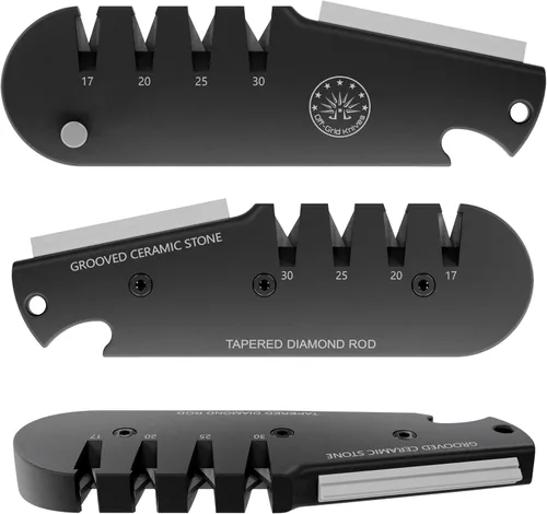 Miniatura 2 de Off-Grid Knives - Afilador de cuchillos QuadEdge con 4 ángulos: 17° 20° 25° 30°, caña de diamante, afilador de anzuelos de pesca, piedra