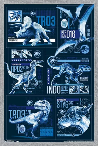 Miniatura 40 de Trends International Jurassic World: Fallen Kingdom - Póster de pared con cuadrícula, 14.725 x 22.375 pulgadas, versión enmarcada de madera