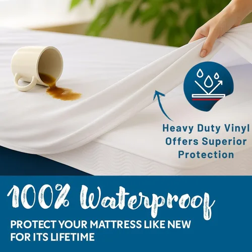 Miniatura 3 de GuardMax Protector de colchón de vinilo de calibre pesado tamaño King - Funda de colchón impermeable y a prueba de polvo con bolsillos elásticos