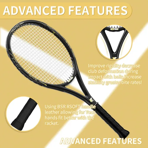 Miniatura 2 de Raquetas de tenis – Juego de raquetas de tenis de 27 pulgadas para principiantes, incluye 4 pelotas de tenis, 2 overgrips y 2 bolsas de tenis