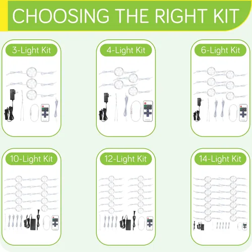 Miniatura 6 de Kit de iluminación LED con cable directo para debajo del gabinete, control remoto enlazable e inalámbrico, iluminación de acento regulable, enchufe
