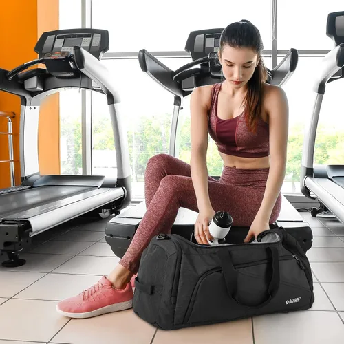 Miniatura 7 de G4Free Mochila de lona de 3 vías de 45L60L, bolsa de gimnasio con bolsillo húmedo y compartimento para zapatos, bolsa de lona para viajes