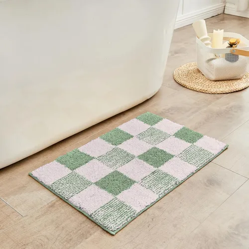 Miniatura 25 de CozeCube Tapetes de baño para baño antideslizantes, alfombras de baño de microfibra absorbente esponjosas lavables, alfombras de baño estéticas