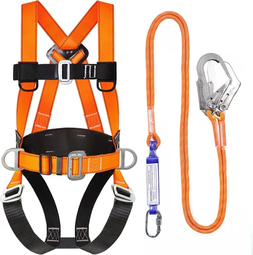 Kit de protección contra caídas de arnés de seguridad con cordón de absorción de golpes, arneses de trabajo para techos, arnés de seguridad de