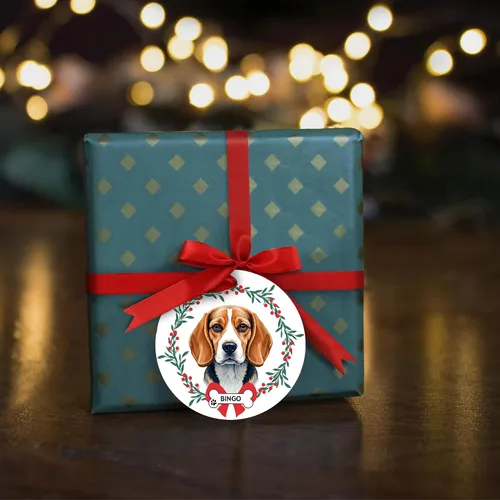 Miniatura 7 de Adorno de Navidad personalizado de Beagle, adorno personalizado con nombre de mascota, regalos para los amantes de los perros Beagle, decoración