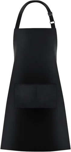 Jubatus Paquete de 1 delantal con peto con 2 bolsillos, delantal de cocina de chef para mujeres y hombres, color negro