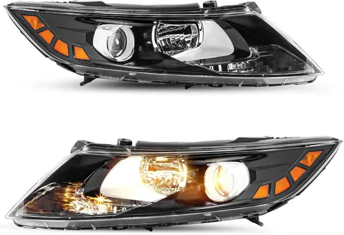 Miniatura 12 de SOCKIR Conjunto de faros halógenos de repuesto para Kia Optima 2011 2012 2013, carcasa negra, reflector transparente para lado del conductor