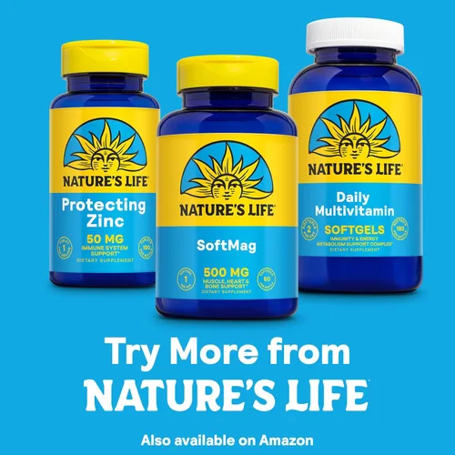 Miniatura 6 de NATURE'S LIFE SoftMag 500 mg Complejo de Magnesio - Apoyo a la salud ósea, muscular y cardíaca - Cápsulas blandas fáciles de tragar - Garantía de 60