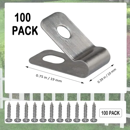 Miniatura 6 de Clips de Cerca de Alambre de Metal 100 Piezas Abrazaderas de Alambre Clips de Montaje de Cerca de Acero Inoxidable con 100 Piezas Tornillos de Acero