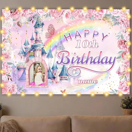 Miniatura 22 de Dicodes Decoraciones de cumpleaños de unicornio personalizadas para niñas, pancarta de cumpleaños de unicornio, decoración de cumpleaños de princesa
