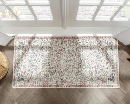 Miniatura 30 de Amesti - Alfombra tejida a máquina, lavable, diseño contemporáneo abstracto envejecido, estilo persa