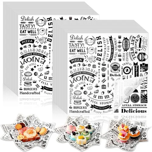 Miniatura 11 de 1000 piezas de hojas de papel encerado para delicatessen de 12 x 12 pulgadas, resistentes a la grasa, forros para bandejas canasta, papel de Blanco