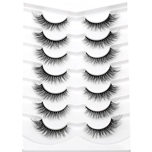 Miniatura 240 de Pooplunch - Pestañas postizas finas de visón sintético, estilo ojo de gato, naturales, cruzadas, tipo racimo, efecto 8D de volumen, tiras