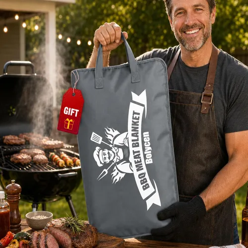 Manta de barbacoa mejorada para descansar carne, accesorios para ahumar, bolsa de descanso de carne aislada con boca ancha para