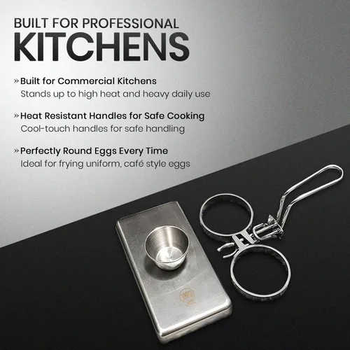 Miniatura 2 de Rattleware Anillos para huevos de acero inoxidable, grado comercial, cocción uniforme, mango resistente al calor, ideales para freír huevos