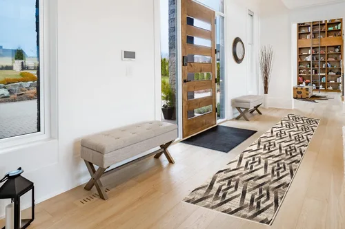 Miniatura 14 de ShadesU Alfombra antideslizante de tamaño personalizado, diseño abstracto, alfombra de pasillo de pelo bajo, 0.3 pulgadas, parte trasera
