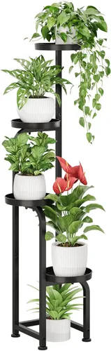 Miniatura 11 de Bamworld Soporte de esquina para plantas para interiores y exteriores, soportes altos de metal para múltiples plantas, estante resistente de 4 Verde