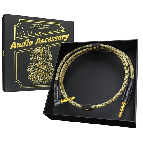 Miniatura 35 de Cable de guitarra de 1.5 pies, paquete de 2 unidades, nailon trenzado anti-torceduras reforzado con Kevlar, conector Neutrik REAN, calibre 20