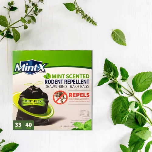 Miniatura 5 de Mint-X Bolsas de basura repelentes de roedores, 1.3 mil, sello plano, 46 pulgadas de alto x 33 pulgadas de largo, color negro (paquete de 100)
