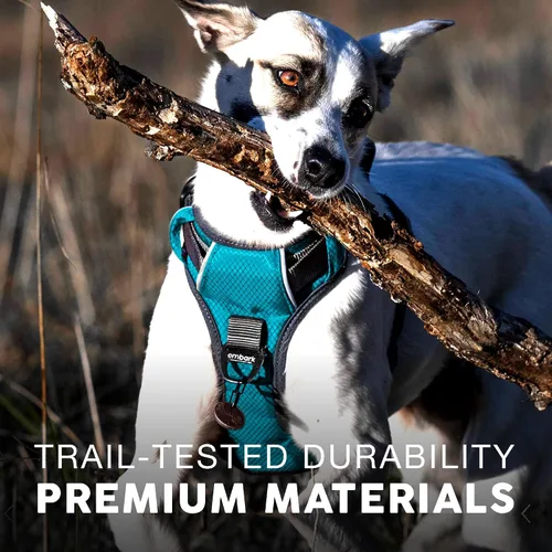 Miniatura 5 de Arnés para perro de aventura Embark, arnés para perro sin tirones con ribete reflectante para perros grandes - Nylon de grado militar, clip frontal