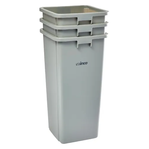 Miniatura 3 de Winco Papelera de plástico comercial cuadrada, 23 galones, color beige