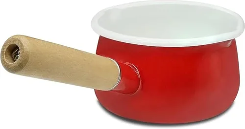 Miniatura 6 de Olla de leche esmaltada con doble salida de vertido, calentador de mantequilla, olla de leche para estufa, revestimiento interior esmaltado blanco