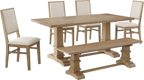 Miniatura 8 de Crosley Furniture Joanna - Juego de mesa de comedor moderna de 9 piezas para 8 personas con sillas tapizadas, roble oscuro/crema