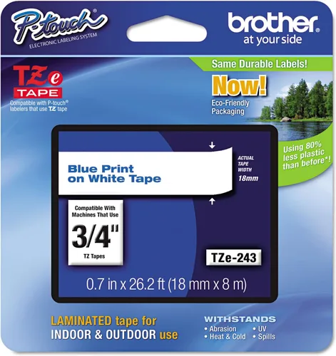 Miniatura 22 de Brother Cinta de etiquetas P-Touch TZe negra con impresión en azul (TZe541), laminada, 3/4 pulgadas x 26.2 pies (0.709 in x 26.2 ft)