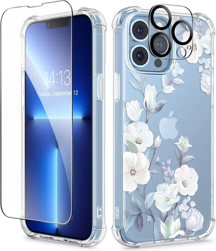 Miniatura 63 de GVIEWIN - Funda floral para iPhone 14 de 6.1 pulgadas, protector de pantalla + protector de lente de cámara, no se amarillenta, a prueba de golpes