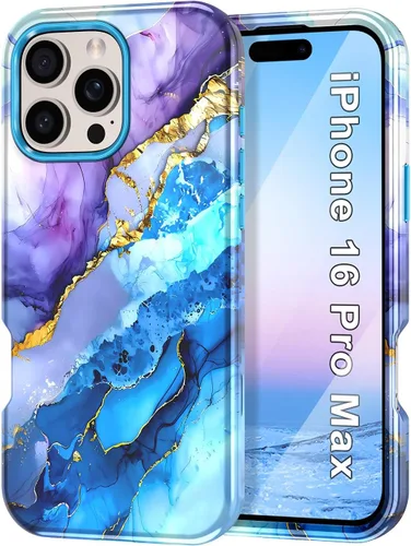 Miniatura 22 de Btscase Funda para iPhone 16e (2025), [probada en caídas de grado militar] Diseño de patrón de mármol delgado, resistente, a prueba de golpes