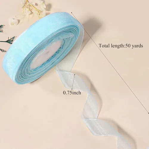Miniatura 2 de Cinta de organza transparente de 3/4 de pulgada, 50 yardas, cinta de gasa para envolver regalos, decoración de Navidad, Halloween, ramo de boda