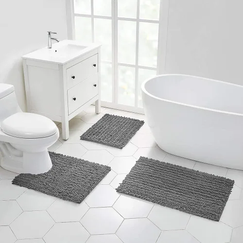 Miniatura 183 de Walensee Alfombra de baño antideslizante (24x17 pulgadas, rosa polvoriento) absorbente de agua, súper suave, lanuda de felpilla, lavable a máquina