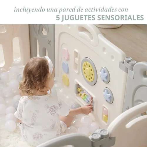 Miniatura 3 de Fortella - Corral de juegos plegable Cloud Castle, patio de juegos seguro para bebés con pizarra y pared de actividades, para interiores o Gris