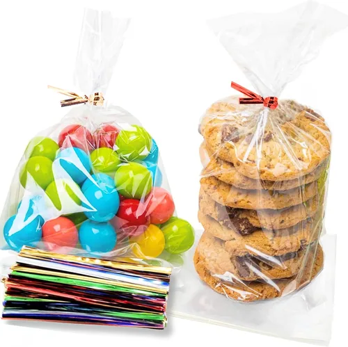 Miniatura 9 de TATTI Paquete de 200 bolsas de celofán transparentes para regalos, bolsas transparentes para fiestas de cumpleaños, bolsas transparentes de 6 x 9
