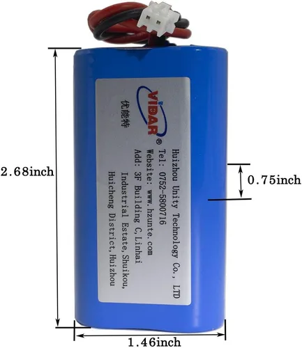 Miniatura 2 de VIDAR Batería recargable de iones de litio 7.4V 2600mAh Batería de iones de litio de alta capacidad con JST PH2.54/2P Plug-in (personalizable)